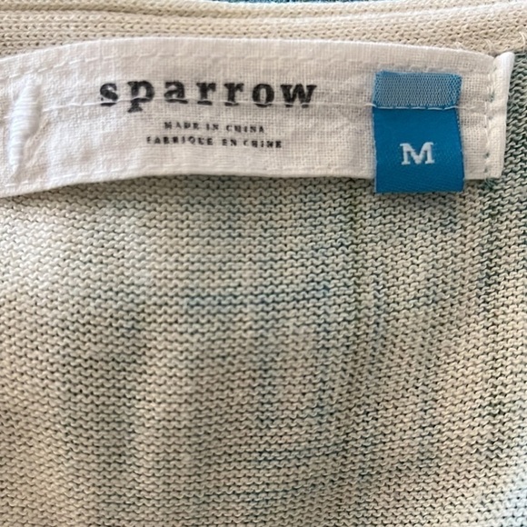 Anthropologie Sparrow Green Blue Revolution Waterfall Cardigan Medium Split Back - Picture 3 of 8